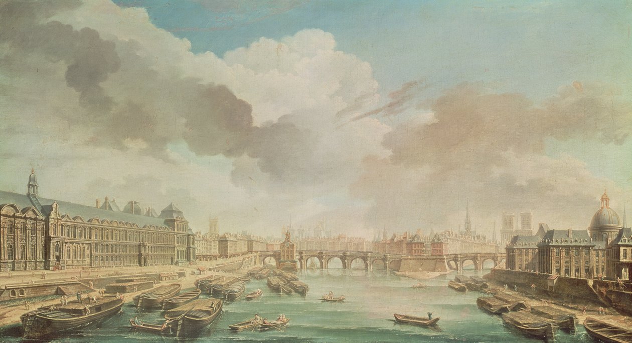 O Louvre, a Pont Neuf e o Colégio das Quatro Nações, 1755 de Nicolas Raguenet