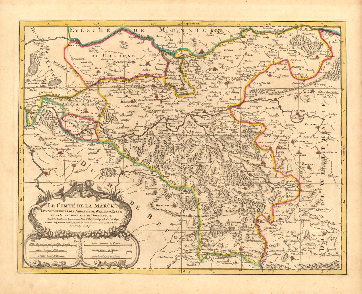 Mapa de County Mark, y, 1681 de Nicolas Sanson