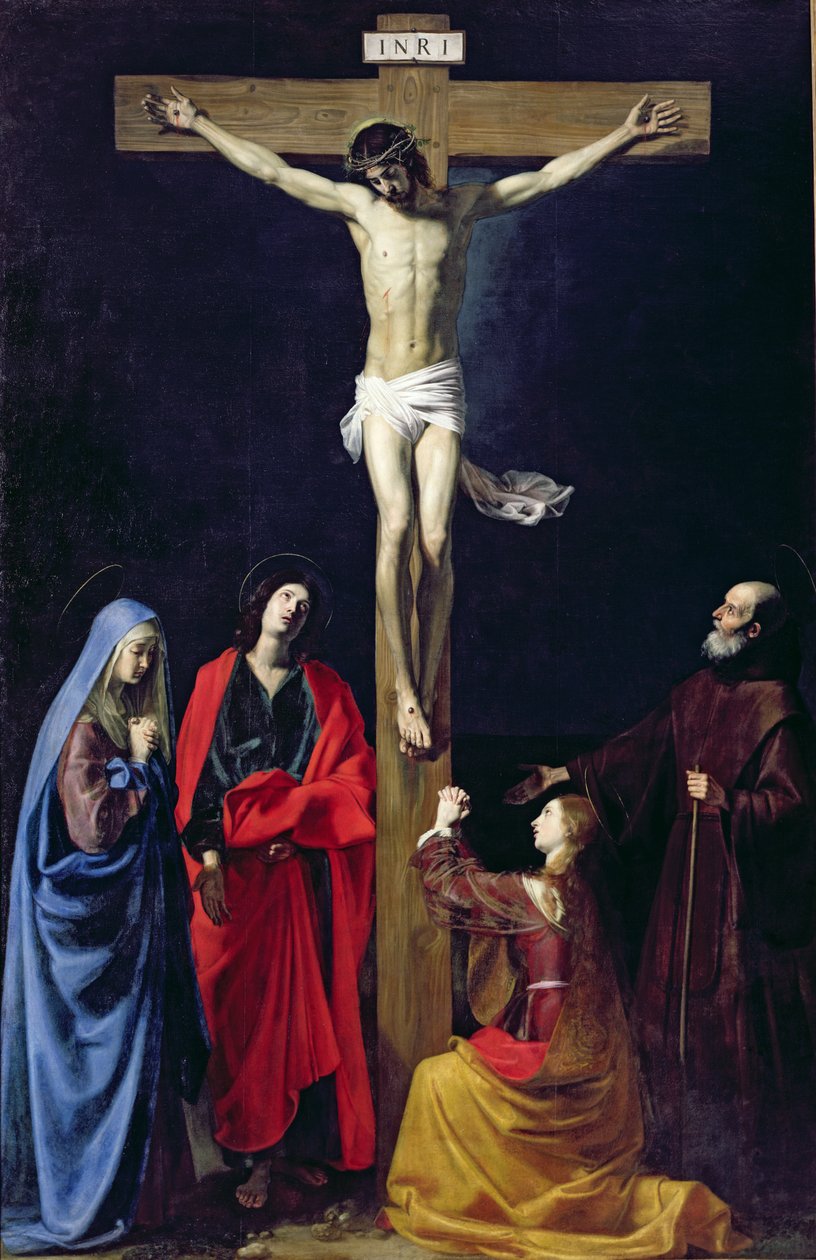 Cristo na cruz com a Virgem, Maria Madalena, São João e São Francisco de Paola de Nicolas Tournier