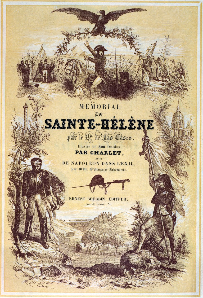 Capa de &39;Memorial de Sainte-Helene&39; de Emmanuel de Las Cases (1766-1842) publicada em 1842 de Nicolas Toussaint Charlet
