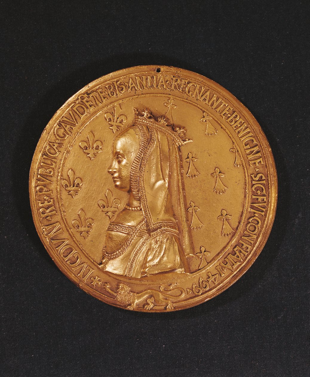 Medalha representando Ana da Bretanha (1477-1514) Duquesa da Bretanha, 1498-1514 (bronze) de Nicolas and Saint Priest, Jehan de Le Clerc