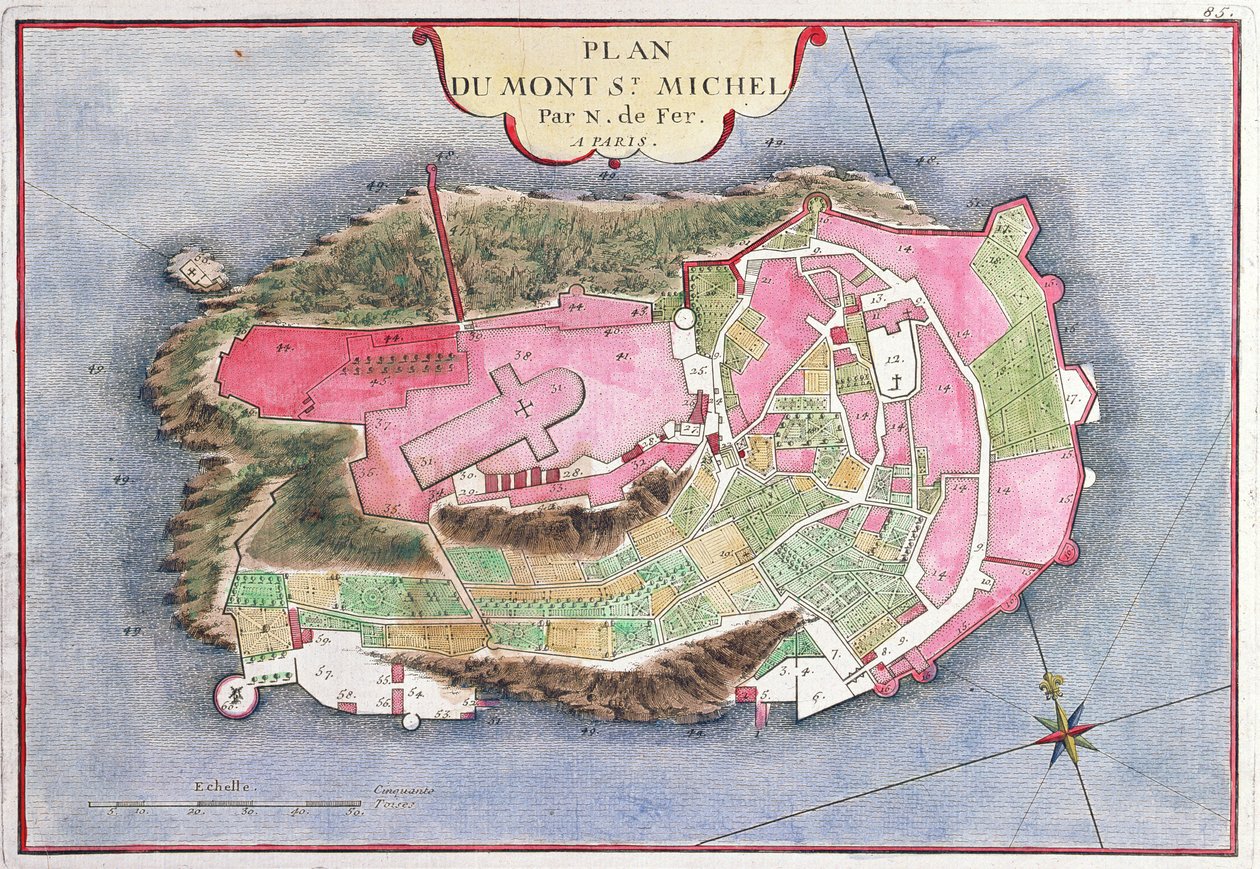 Plano do Monte Saint-Michel, 1703 de Nicolas de Fer