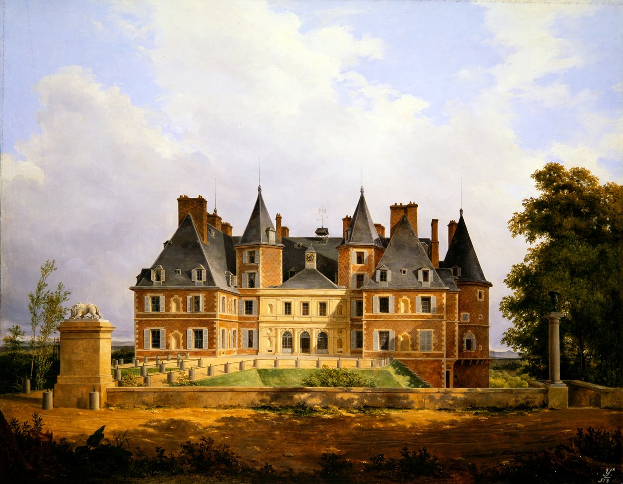 Vista de um castelo francês de Nicolas Alexandre Barbier