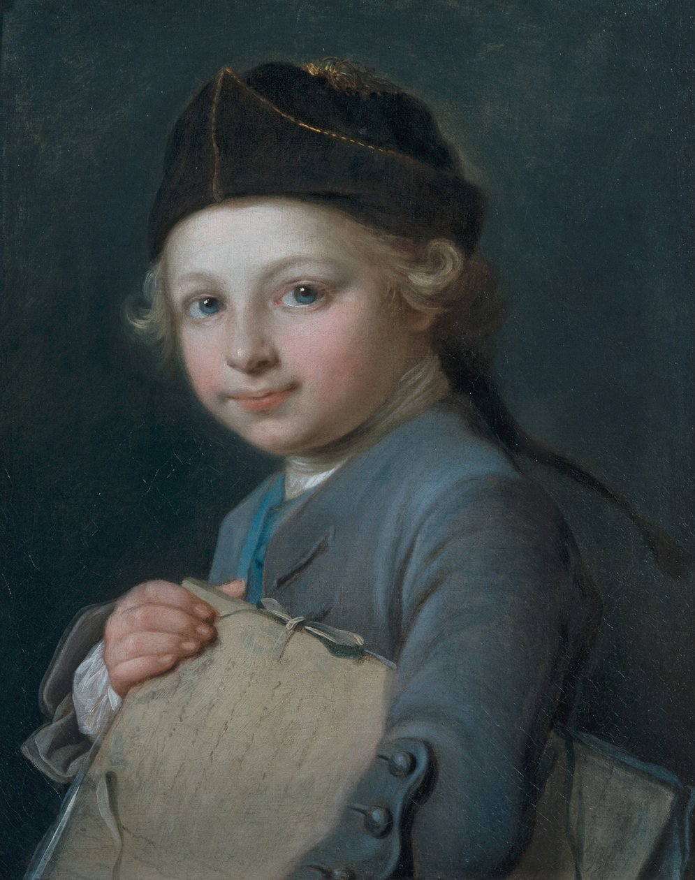 Retrato de um jovem rapaz com um Portfólio de Nicolas Bernard Lepicie