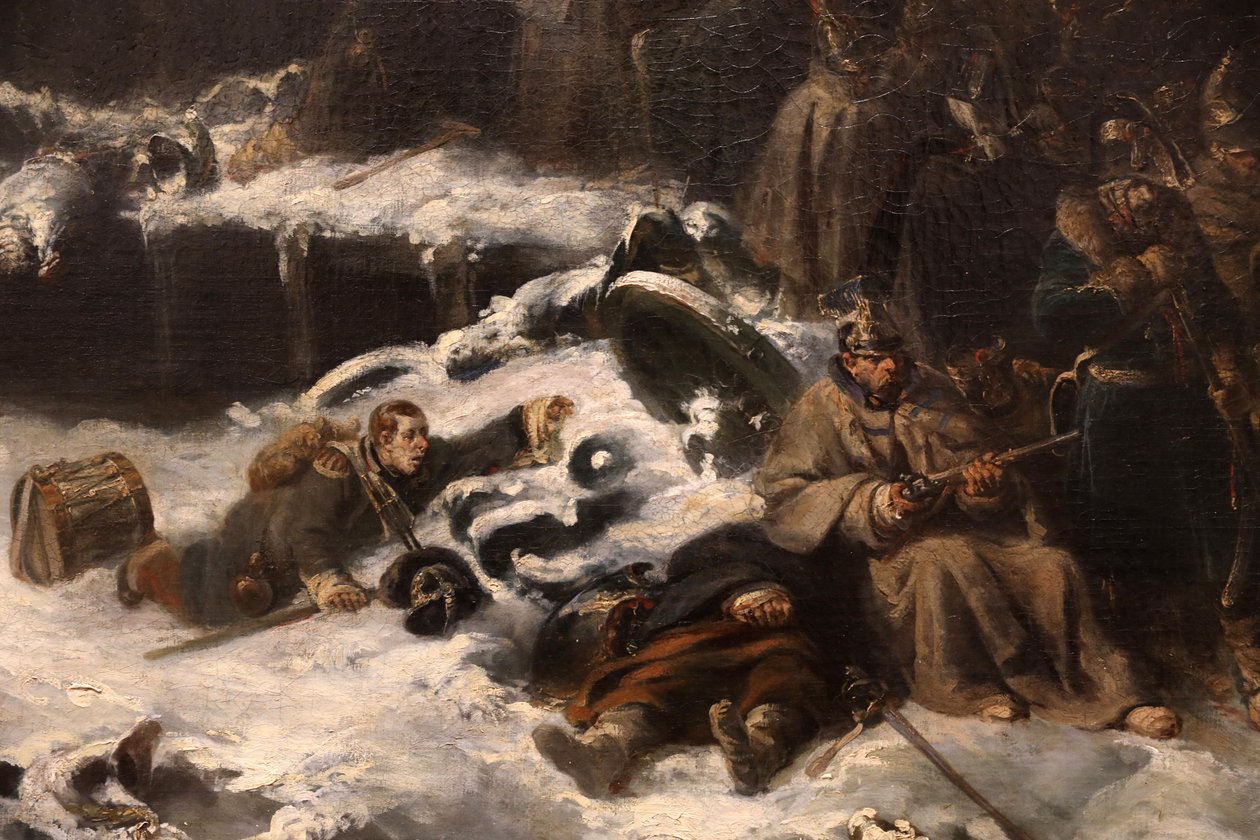 Exército de Napoleão recuando da Rússia, detalhe, 1836 de Nicolas Toussaint Charlet