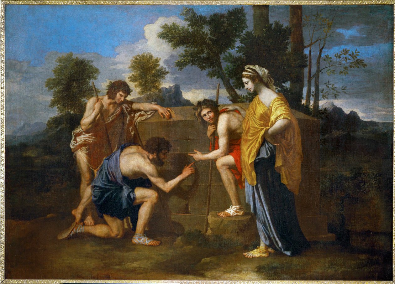 Os pastores árcades ... de Nicolas (attr.to) Poussin