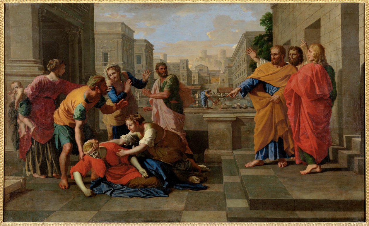 La mort de Saphire - A morte de Saphire ... de Nicolas (attr.to) Poussin
