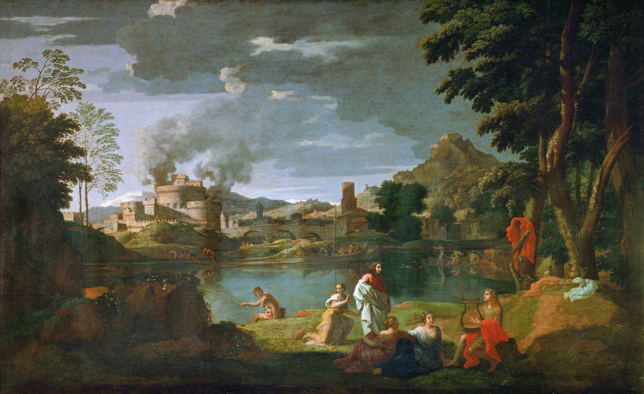 Orfeu e Eurídice ... de Nicolas (attr.to) Poussin