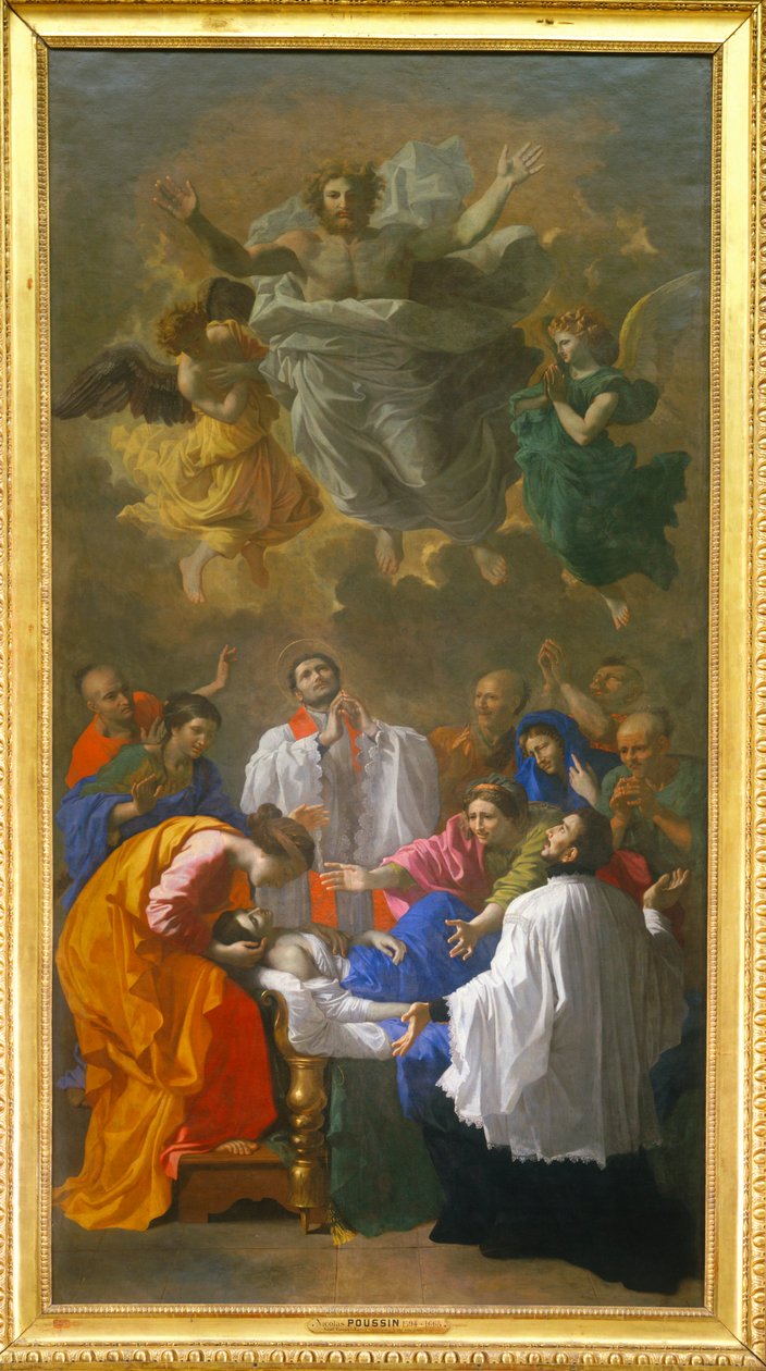 São Francisco-Xavier ressuscita a filha de um habitante de Cangoxima no Japão - São Francisco-Xavier ressuscita um habitante de Cangoxima no Japão ... de Nicolas (attr.to) Poussin