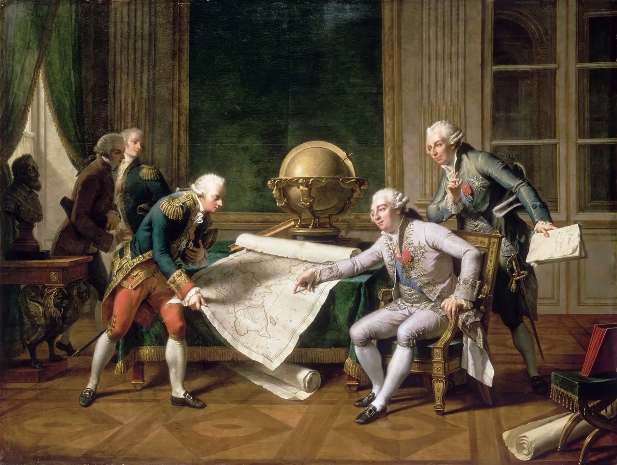 Luís XVI dá instruções ao capitão La Pérouse, 29 de junho de 1785 de Nicolas André Monsiaux
