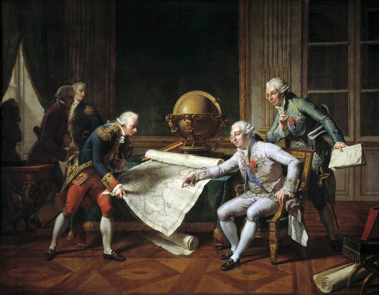 Luís XVI (1754-1793), Rei da França, dando instruções a Jean-Francois Galaup, Conde de La Perouse (Jean Francois Laperouse de Nicolas Andre Monsiau