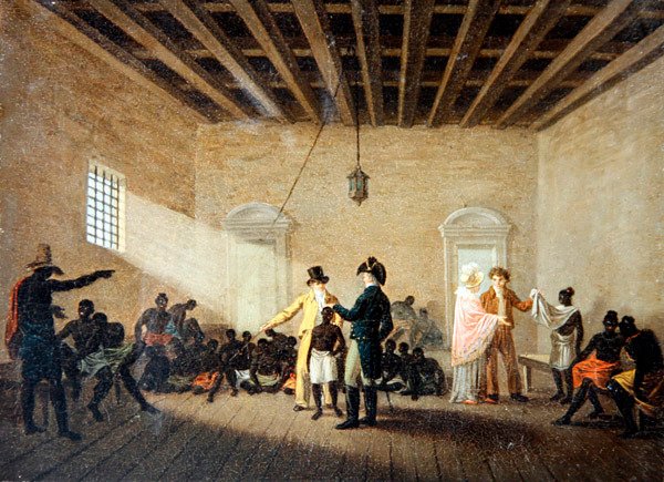 Um Interior com Comerciantes de Escravos (óleo sobre tela) de Nicolas Antoine Taunay