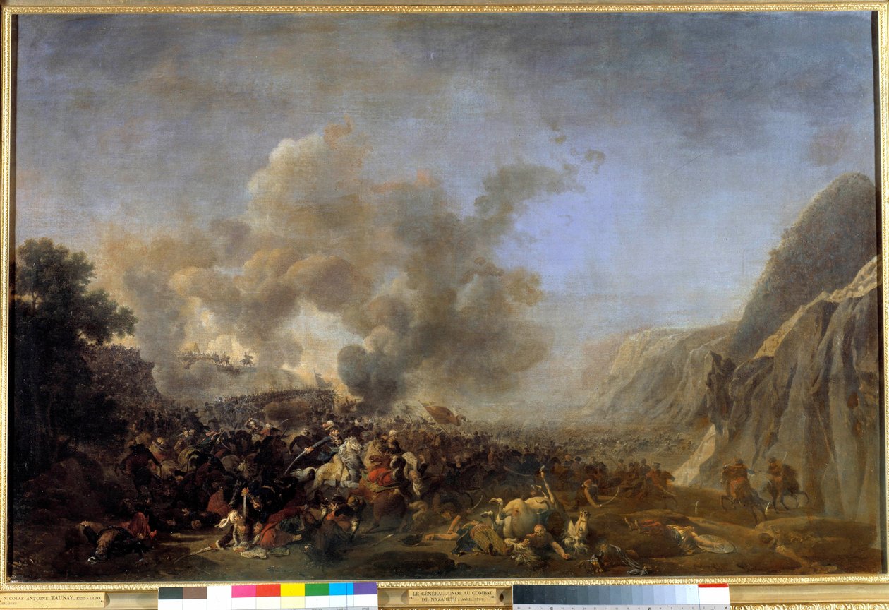 Campanha (Expedição) do Egito (1798-1801): "Batalha de Nazaré, 8/04/1799, a vitória conquistada pelo General Jean Andoche Junot (Jean-Andoche), Duque de Abrantes (1771-1813)" Pintura de Nicolas Taunay (1755-1830) Sol do século XIX. 0,92x1,39 m versailles,  de Nicolas Antoine Taunay