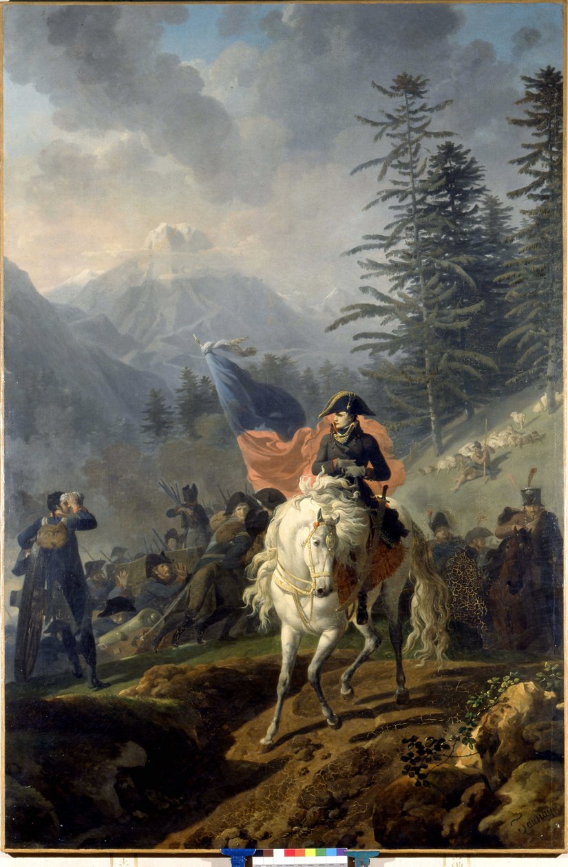 Napoleão Bonaparte atravessou o Col de Saint Bernard - de Nicolas-Antoine Taunay, pintura a óleo de Nicolas Antoine Taunay