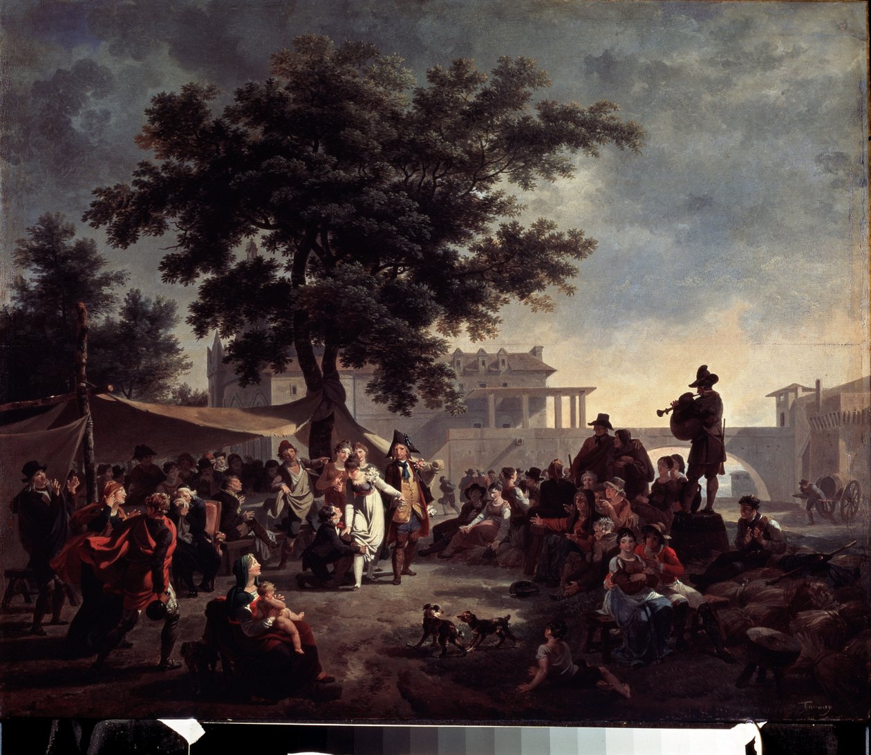 Casamento no País Rústico. Pintura de Nicolas Antoine Taunay (1755-1830). Óleo sobre madeira, 41 x 56 cm. A arte francesa do século XVIII. Pushkin Museum of Fine Arts, Moscovo. de Nicolas Antoine Taunay