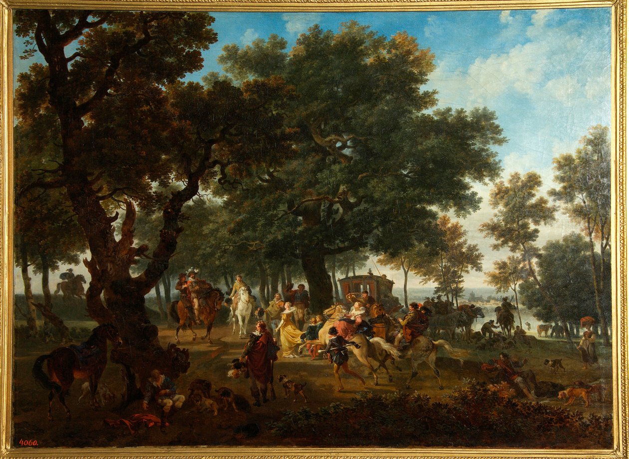 ""Festa de caça ao rei da França Henri IV (1553-1610) e sua suíte"" (Henri IV e sua suíte de caça) Pintura de Nicolas Antoine Taunay (1755-1830) de Nicolas Antoine Taunay