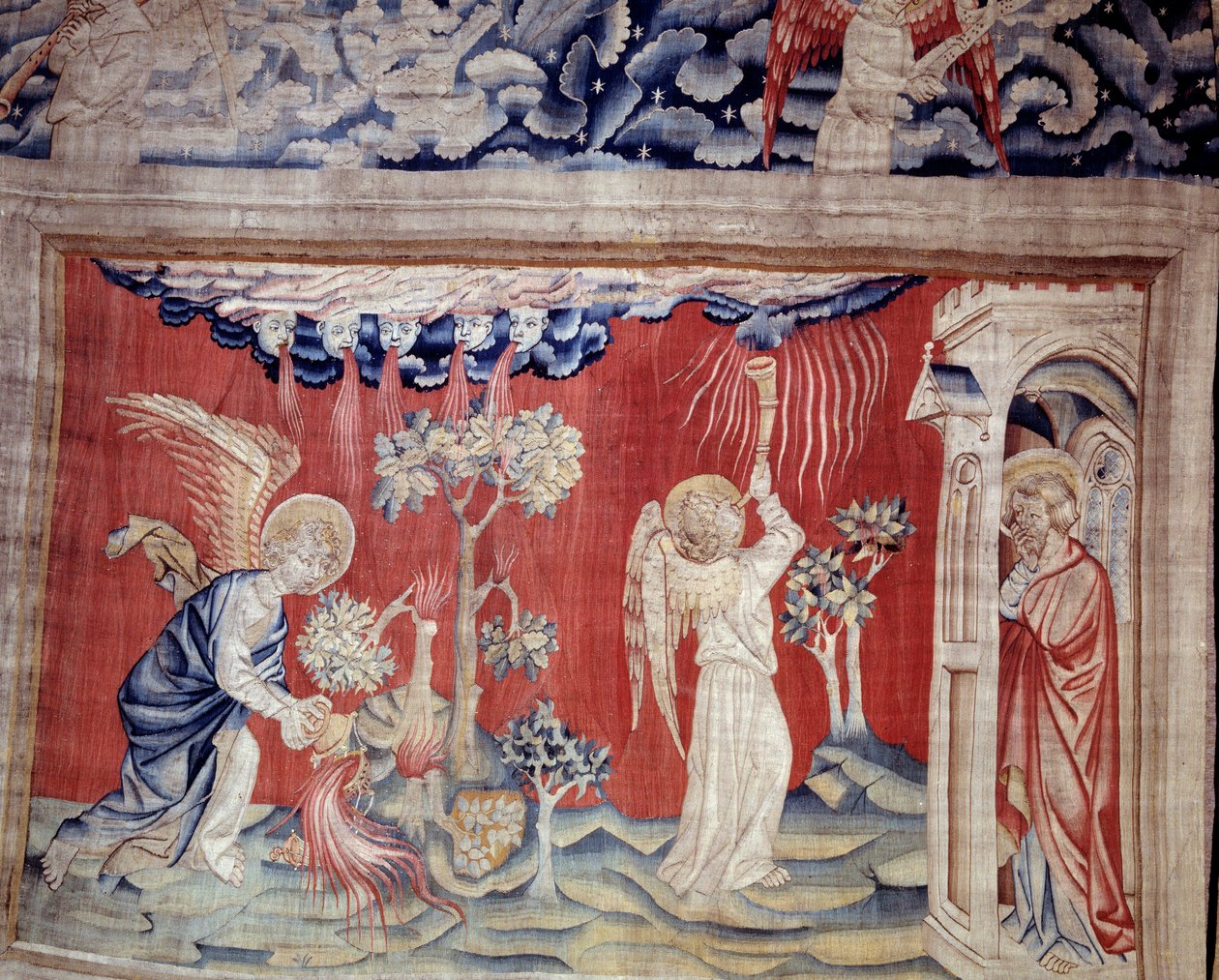 Pendurado de Apocalipse (1373 -1383), n. 30: os Mortos no chão. Tapeçaria de Nicolas Bataille (1330-1405) de Nicolas Bataille