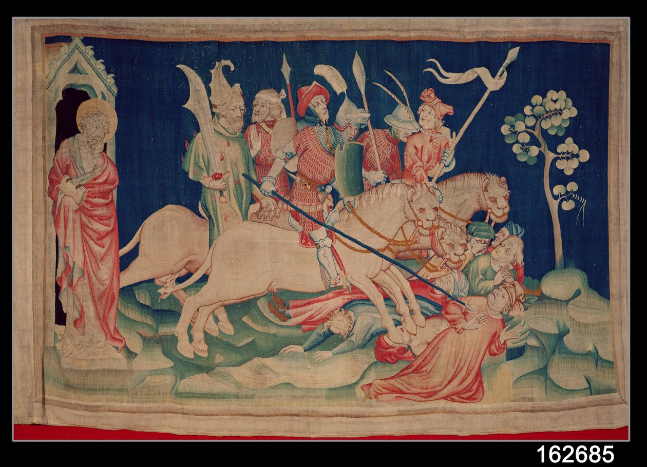 As miríades de cavaleiros, número 26 de "O Apocalipse de Angers", 1373-87 (tapeçaria) de Nicolas Bataille