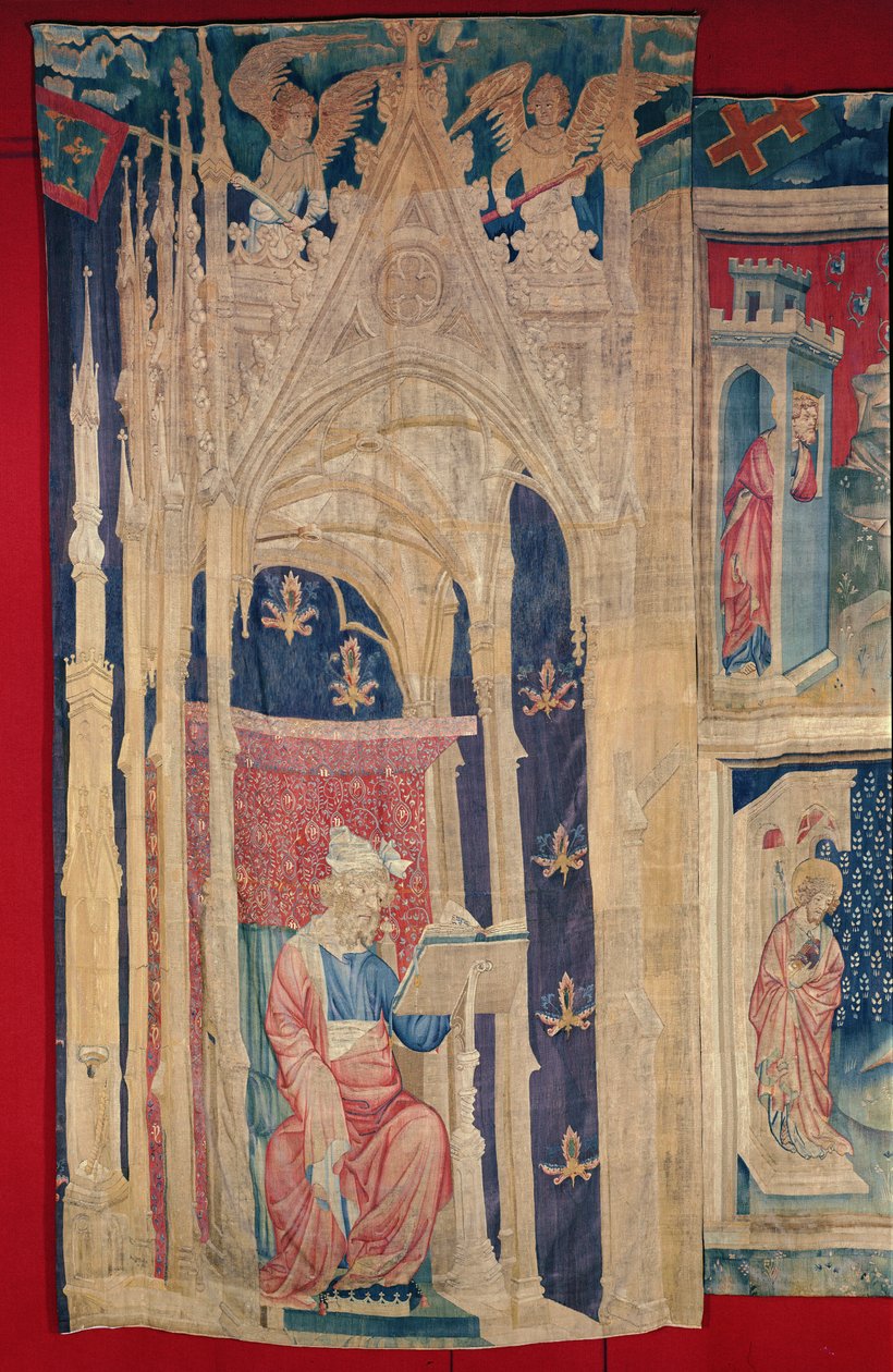 O leitor, da tapeçaria de Apocalypse de Angers, 1373-87 (tapeçaria) de Nicolas Bataille