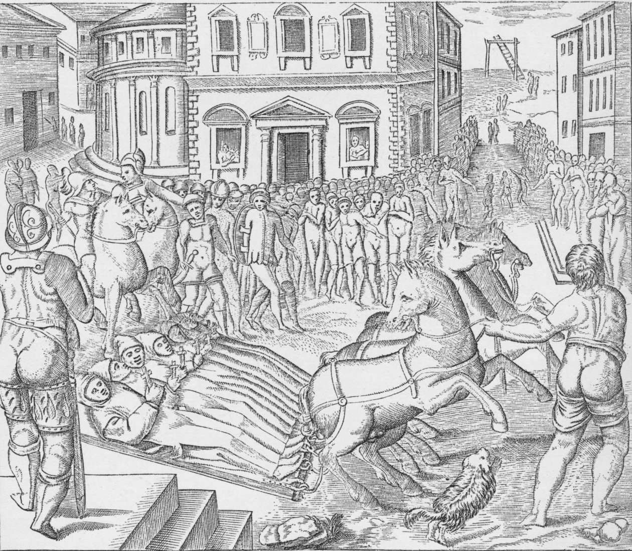 Execução de três mártires cartuxos, Tyburn, Londres, 1535 1904 de Nicolas Beatrizet