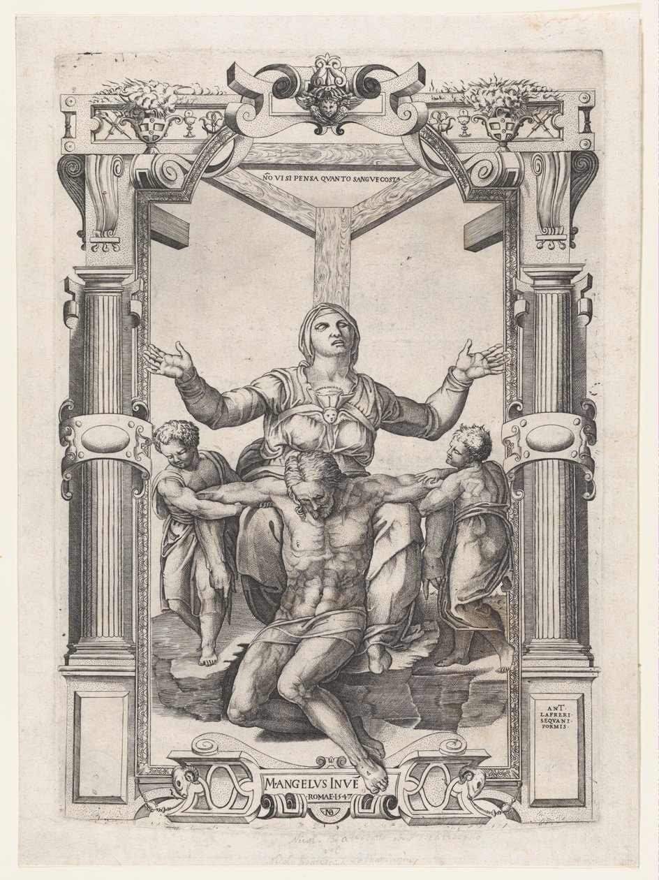 Pietà com Anjos na Frente da Cruz, 1547., 1547. de Nicolas Beatrizet