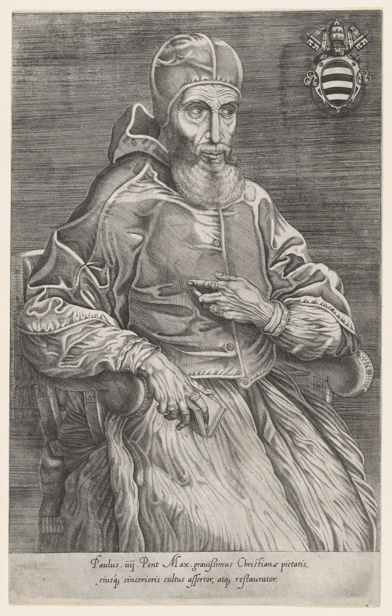Retrato do Papa Paulo IV, 1530-66., 1530-66. de Nicolas Beatrizet