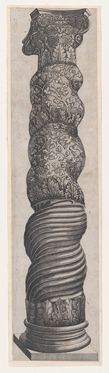 O Espelho da Magnificência Romana: Coluna Sinuosa Grotesca em St. Pedro, séc. XVI..., séc. XVI. de Nicolas Beatrizet