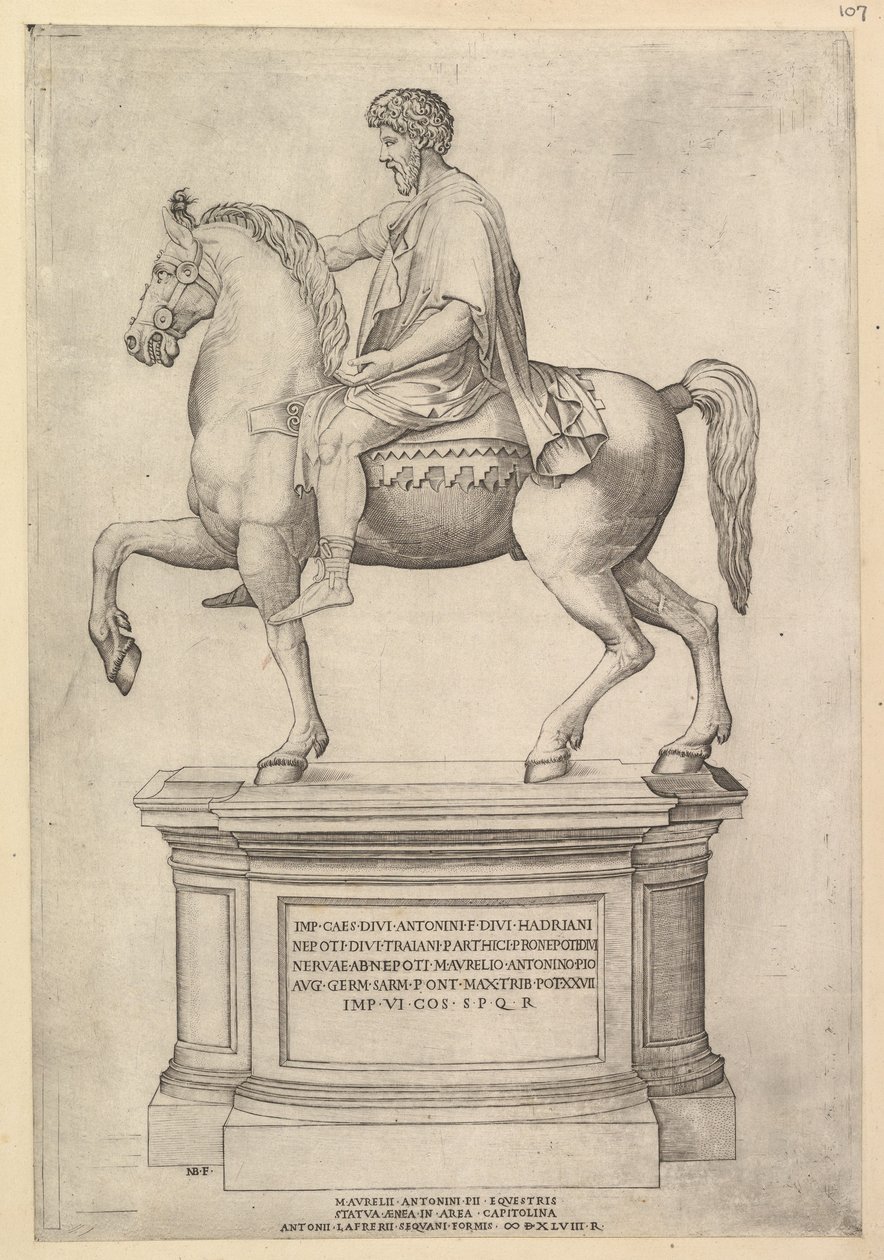 Espelho da magnificência romana: Marco Aurélio, século XVI. de Nicolas Beatrizet