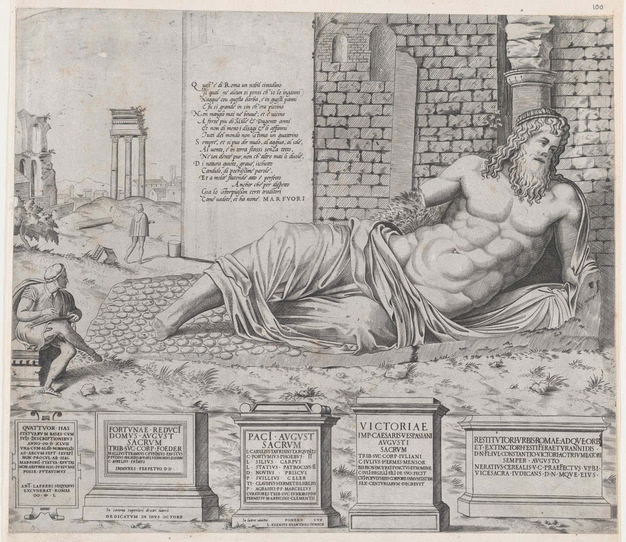 Espelho da magnificência romana: Marforius, 1550., 1550 de Nicolas Beatrizet.