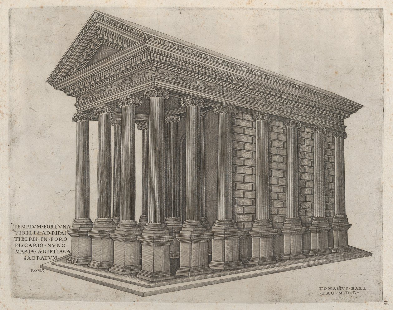 O Templo da Fortuna em Roma, século 16., século 16. de Nicolas Beatrizet