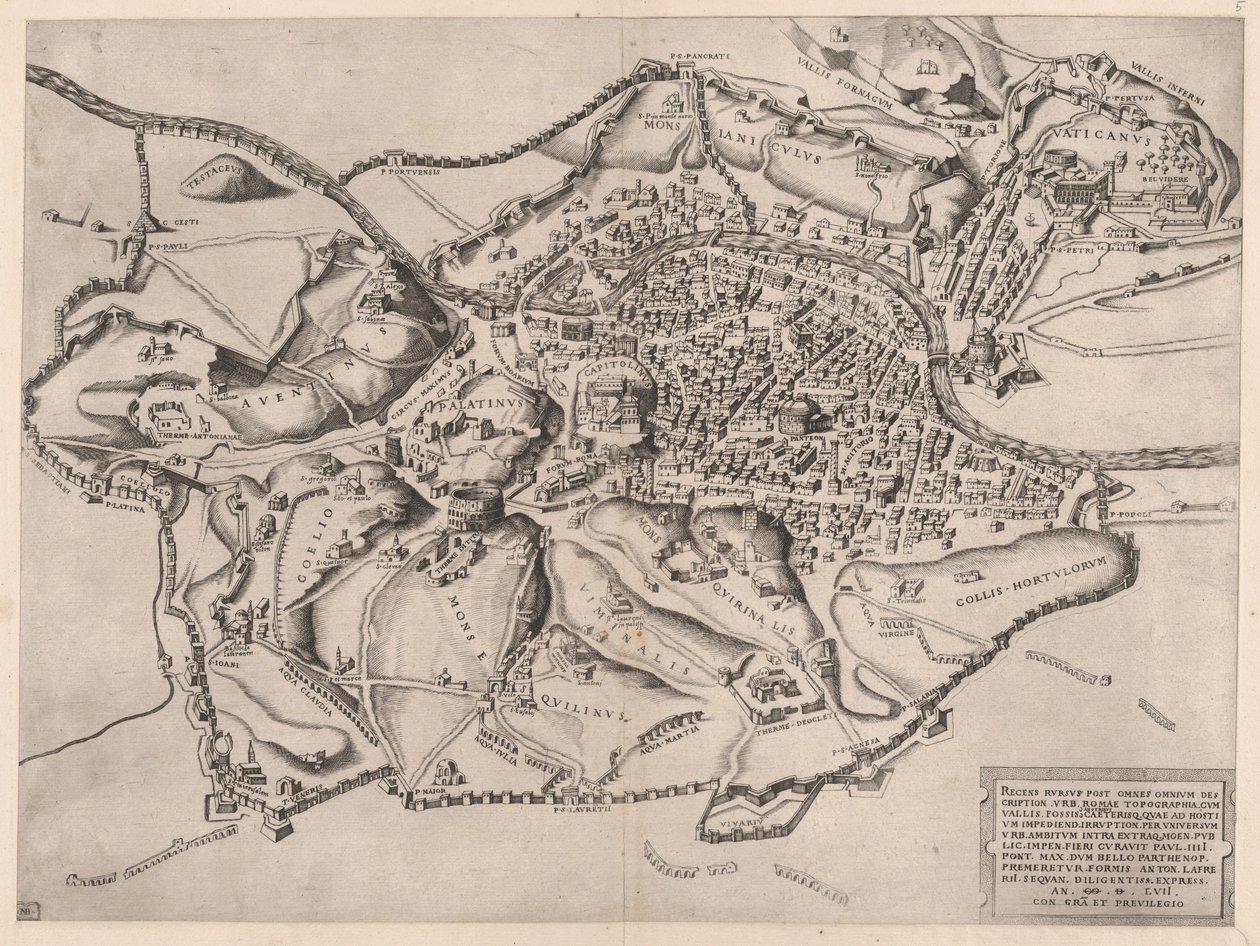 Speculum Romanae Magnificentiae: Vista de Roma do Oriente, século XVI., século XVI. de Nicolas Beatrizet