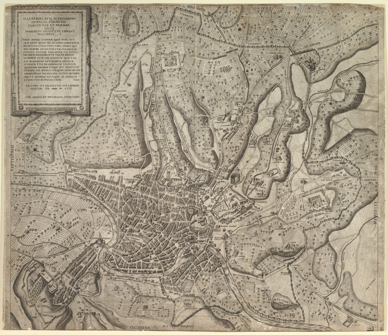 Vista de Roma do oeste, 1557 de Nicolas Beatrizet