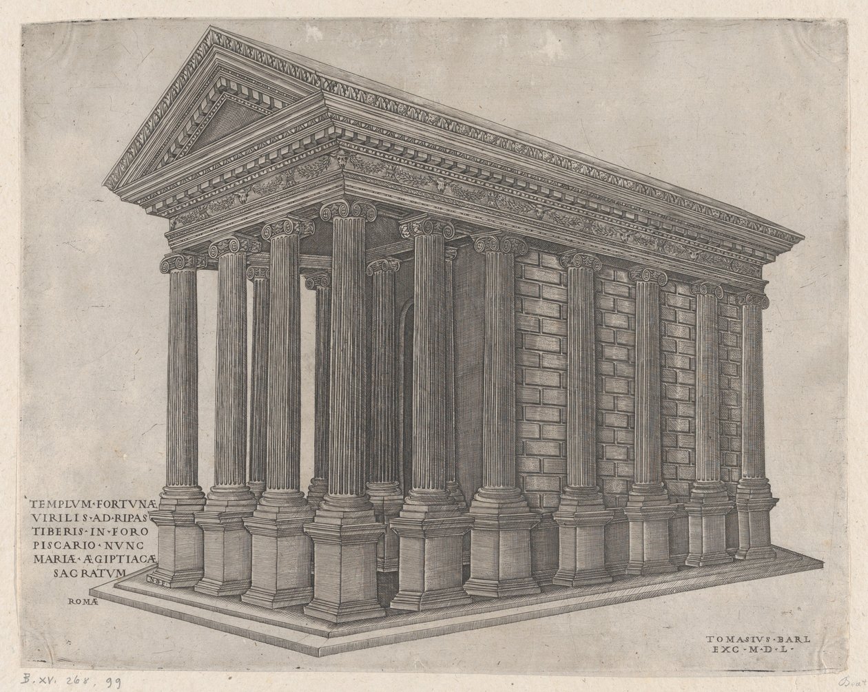 Templo da Fortuna, Roma, 1550., 1550. de Nicolas Beatrizet