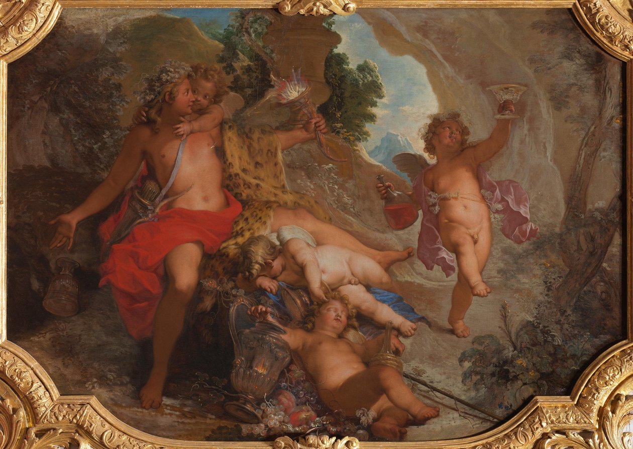Bacchus mit vier Putten de Nicolas Bertin