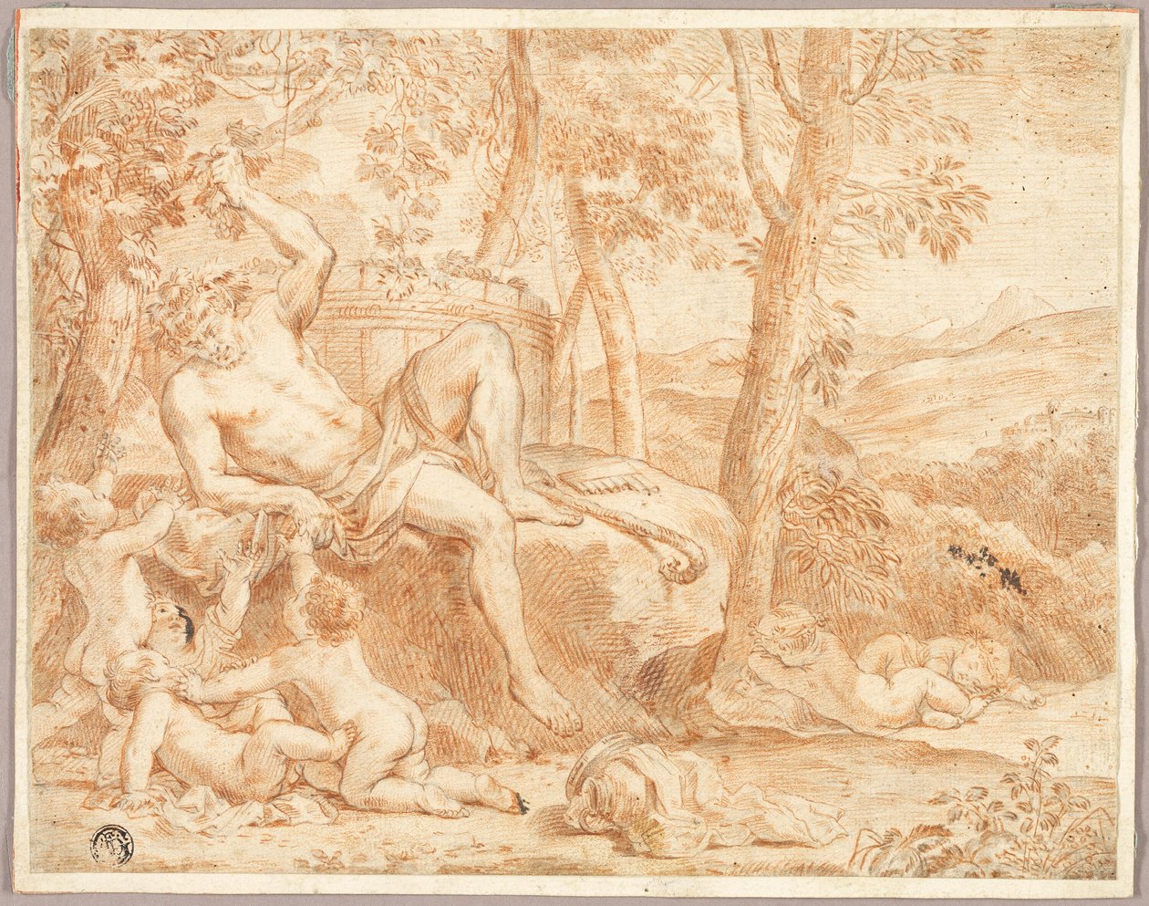 Baco e Putti em Shady Grove de Nicolas Chaperon