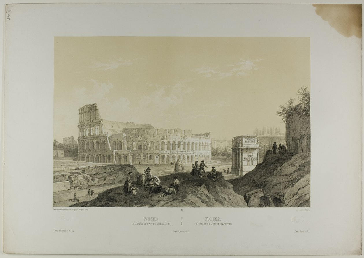 Roma: O Coliseu e o Arco de Constantino, placa 38 de Italie Monumentale et Pittoresque de Nicolas Chapuy