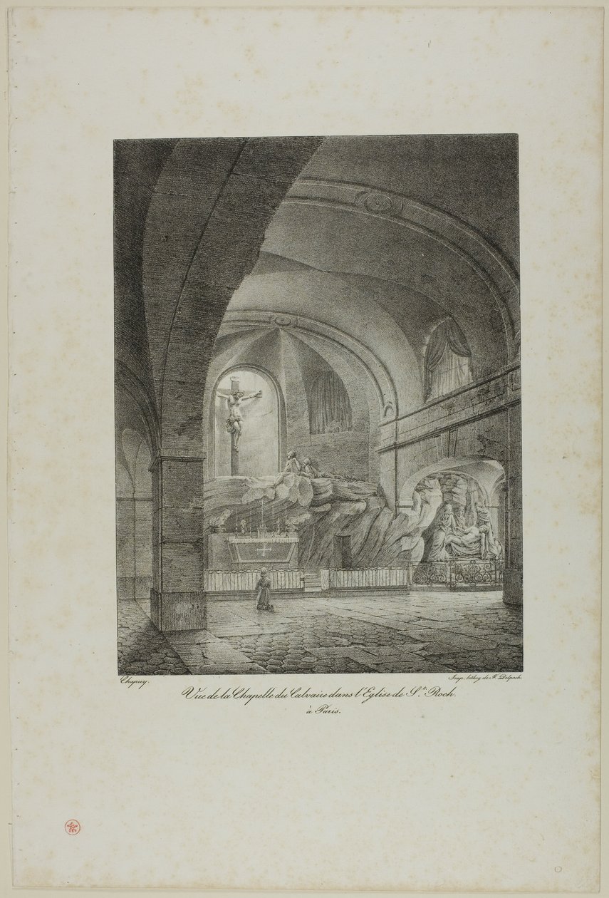 Vista da Capela do Calvário na Igreja de São Roque, Paris de Nicolas Chapuy