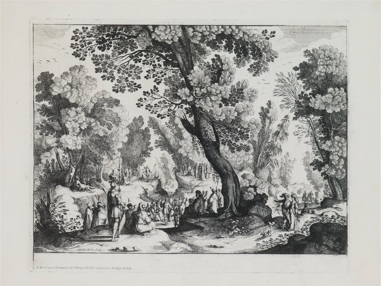 Uma Paisagem arborizada com o Sermão de S. João Baptista de Nicolas Cochin