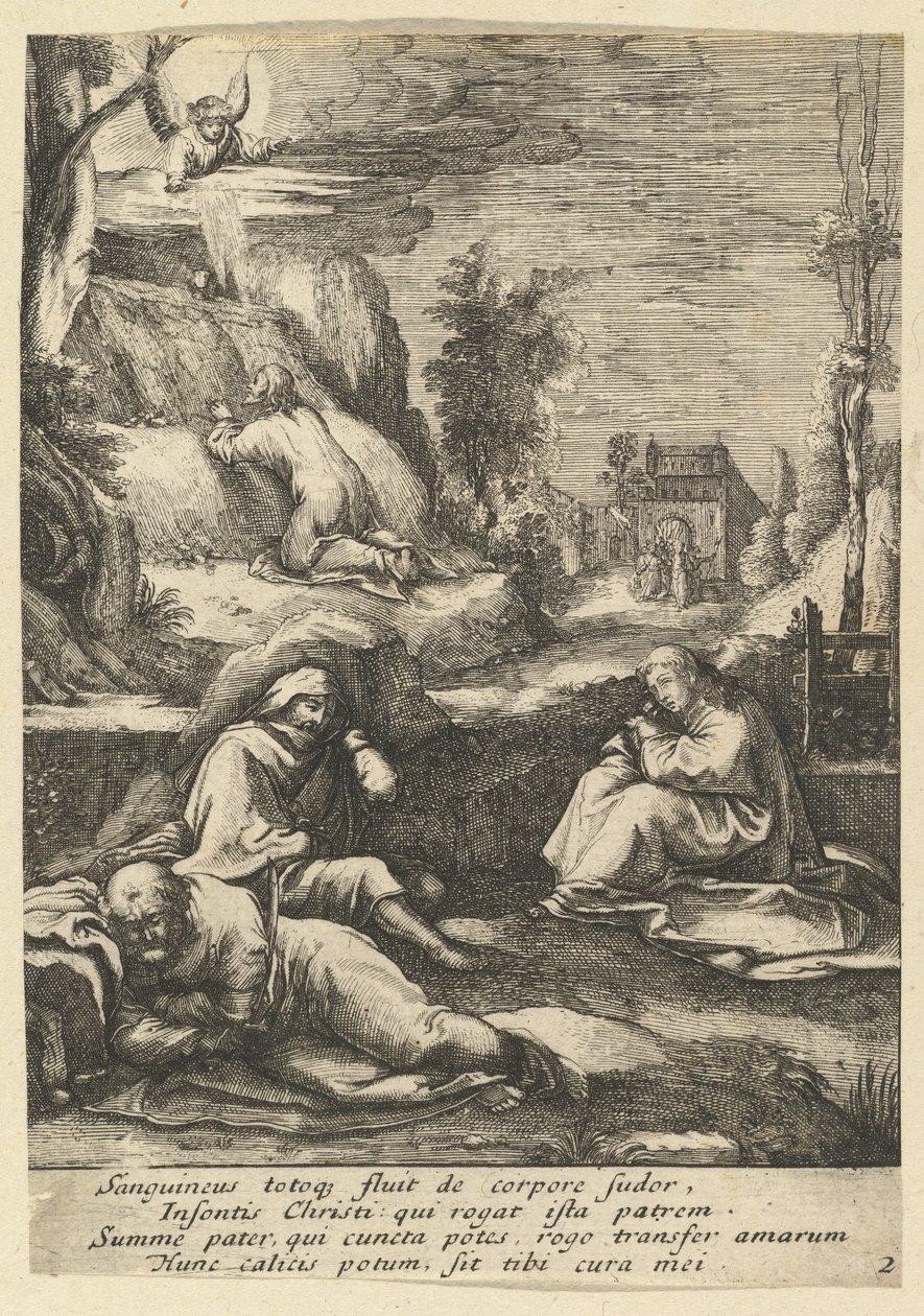 A agonia no jardim, de A paixão de Cristo, meados do século XVII. de Nicolas Cochin