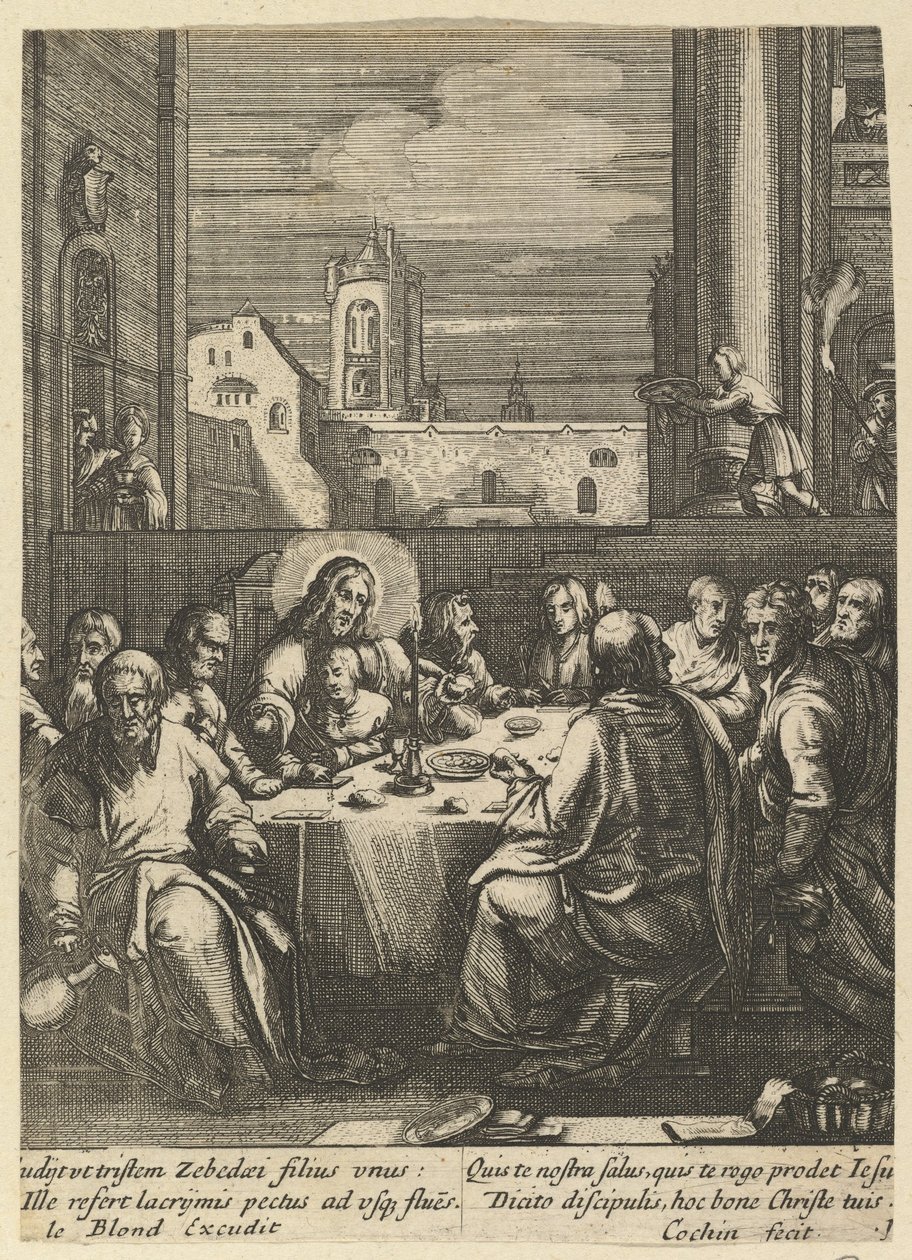 A Última Ceia, de A Paixão de Cristo, meados do século XVII. de Nicolas Cochin