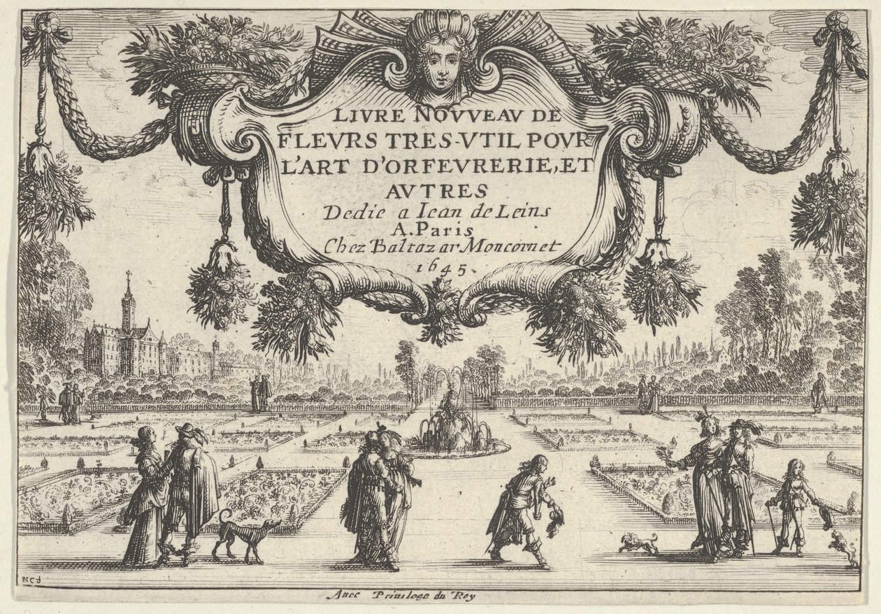 Placa de título, do Novo Livro de Flores Muito Úteis, 1645., 1645. de Nicolas Cochin