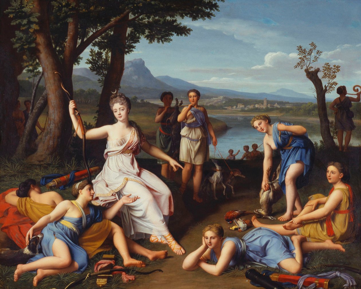Retrato de uma senhora como Diana voltando da caça, 1698 de Nicolas Colombel