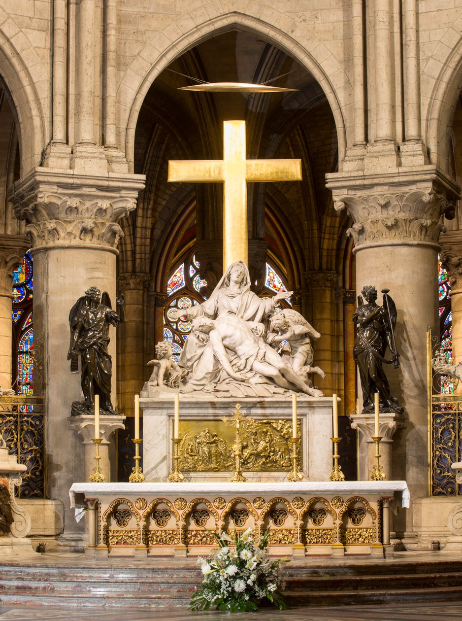 Descida da Cruz, Altar-Mor, Notre Dame, Paris, c.1695-1705 (mármore) de Nicolas Coustou