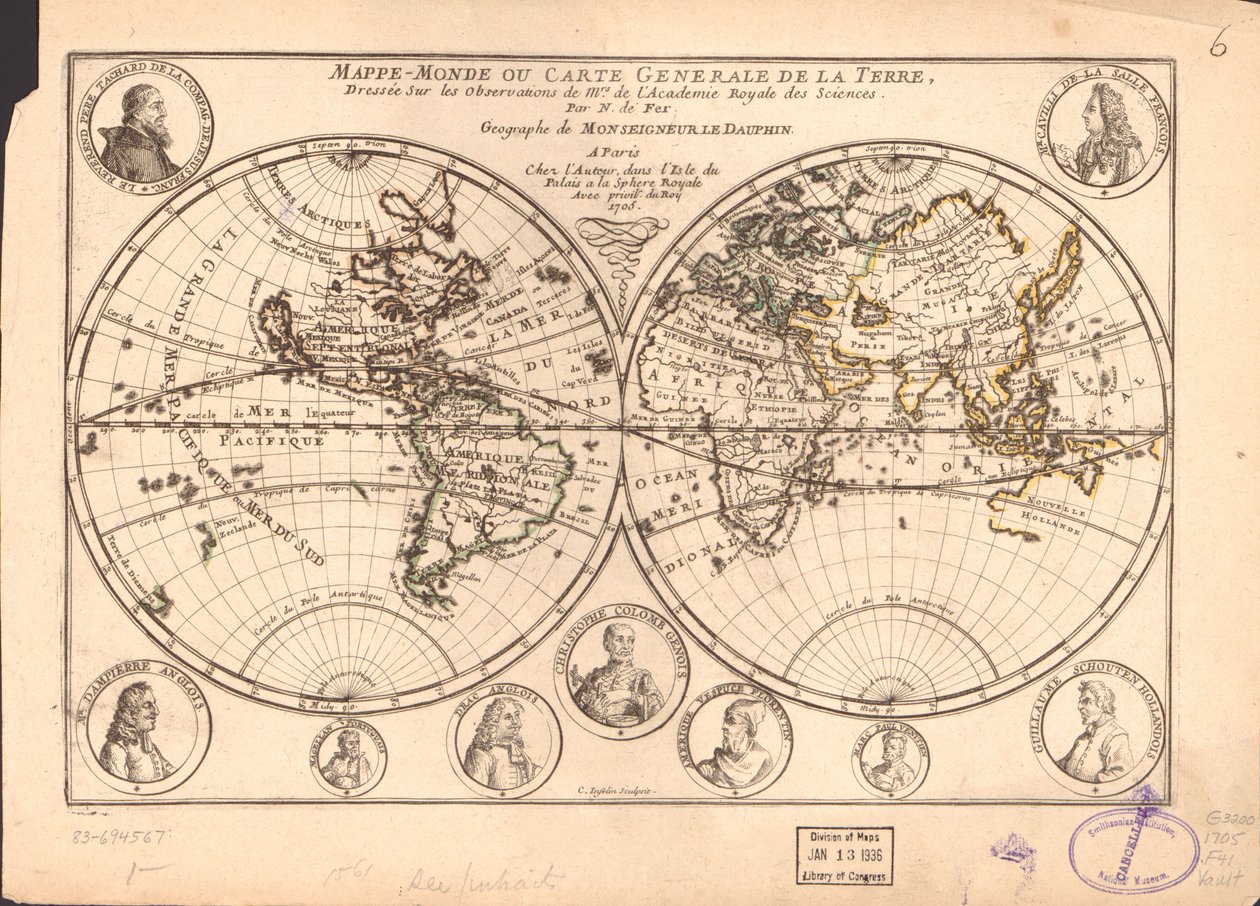 Mapa-mundo ou mapa geral da Terra LOC 83694567 de Nicolas de Fer