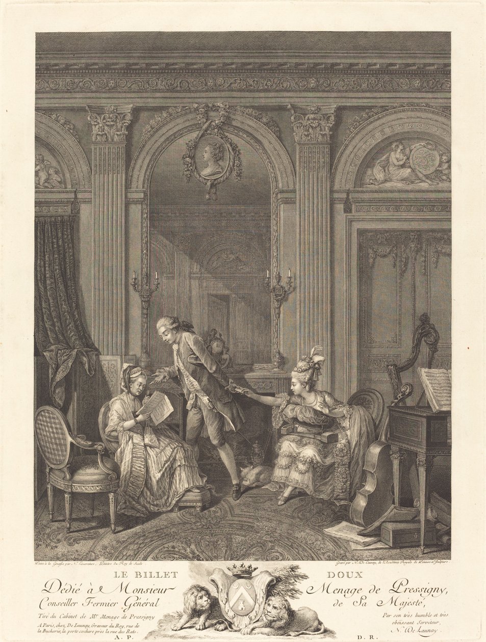 O Doce Bilhete de Nicolas Delaunay after Nicolas Lavreince
