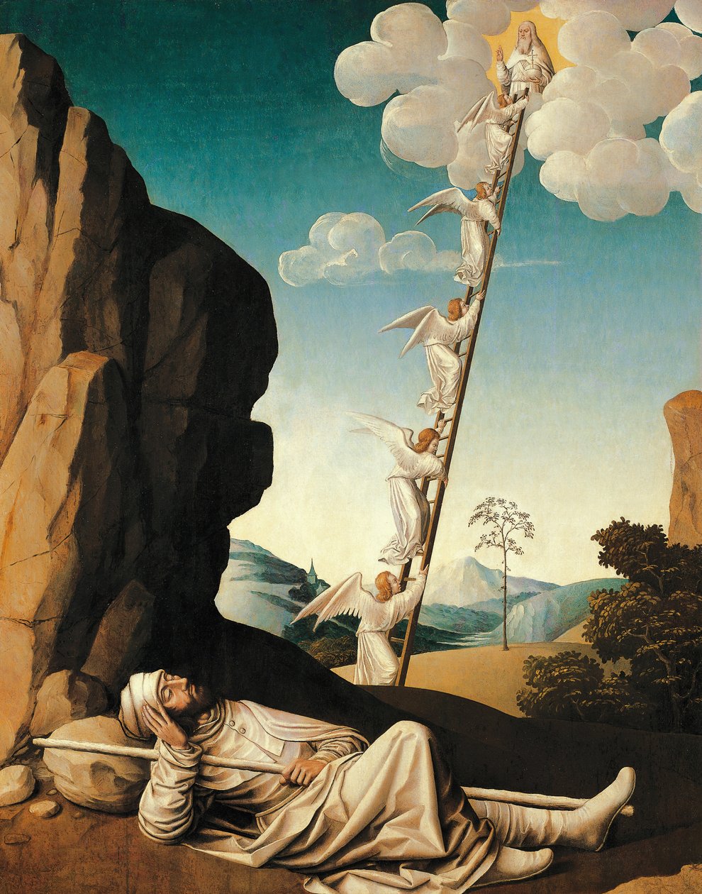 O sonho de Jacob, ca 1500, de Nicolas Dipre (activo ca 1495-1532), óleo sobre painel transferido para tela de Nicolas Dipre