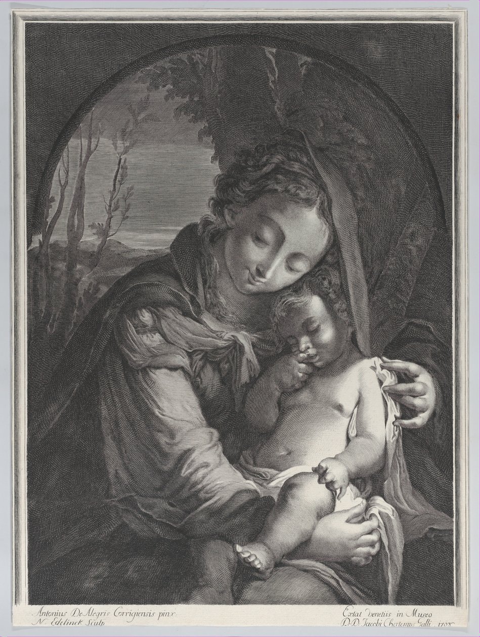 Virgem com o Menino Jesus adormecido, 1708., 1708. de Nicolas Etienne Edelinck