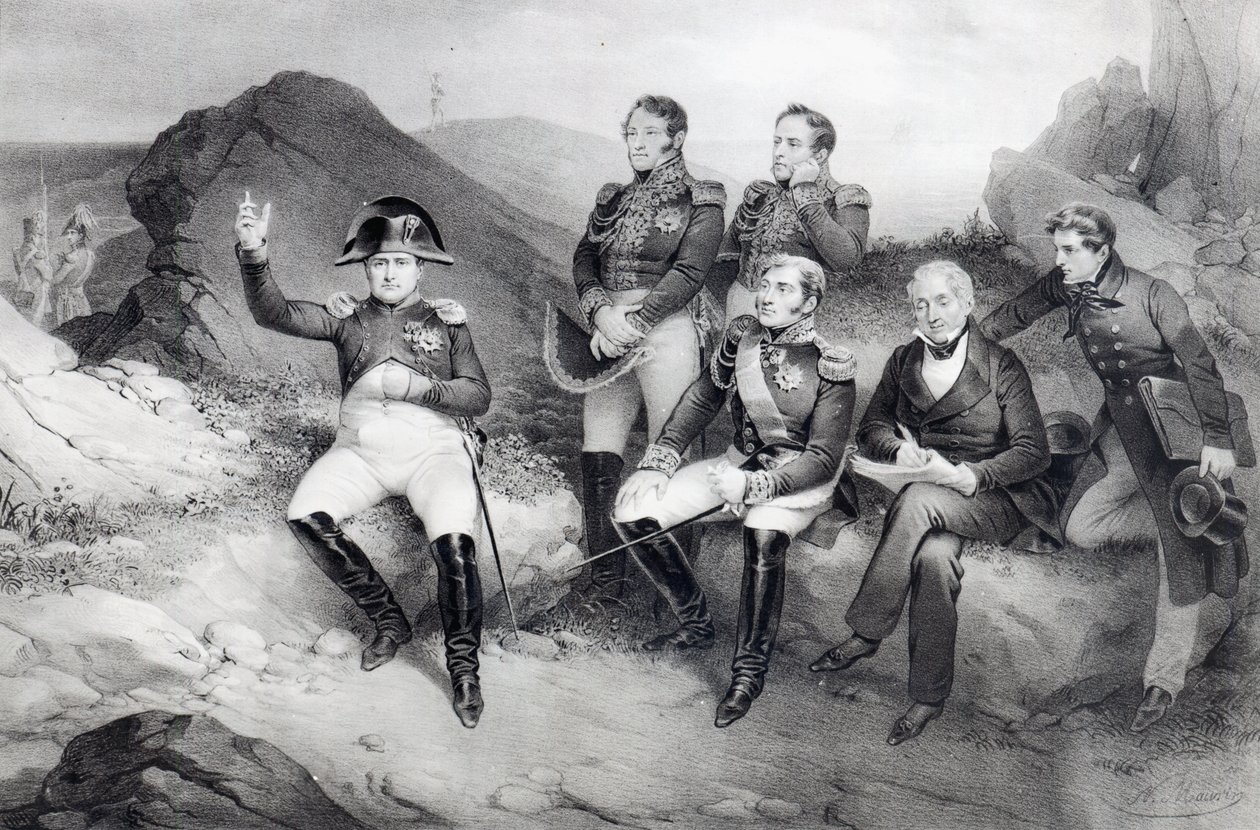 Imperador Napoleão I (1769-1821) Ditando suas Memórias para Emmanuel Las Cases (1766-1842) em Santa Helena, 1860 de Nicolas Eustache Maurin