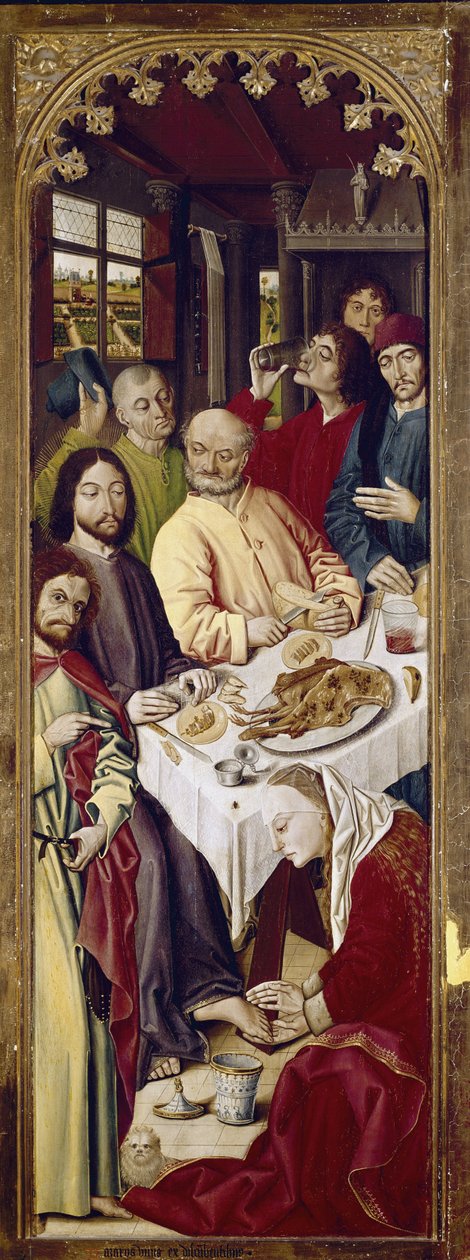 Tríptico: Maria Madalena lavando os pés de Jesus (painel direito) (tempera no painel de Nicolas Froment