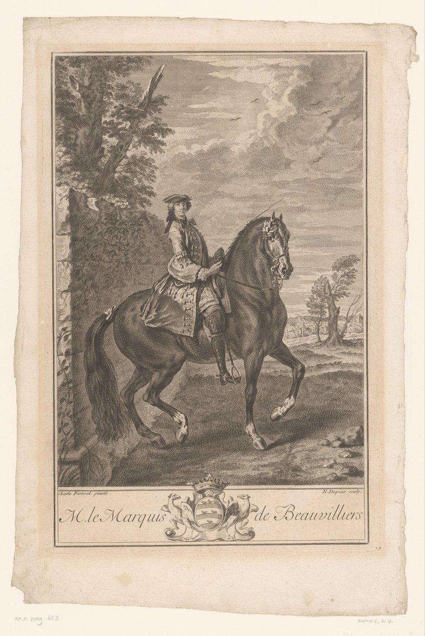 Retrato equestre de Paul de Beauvilliers M. le Marquis de Beauvilliers (título no objeto) de Nicolas Gabriel Dupuis